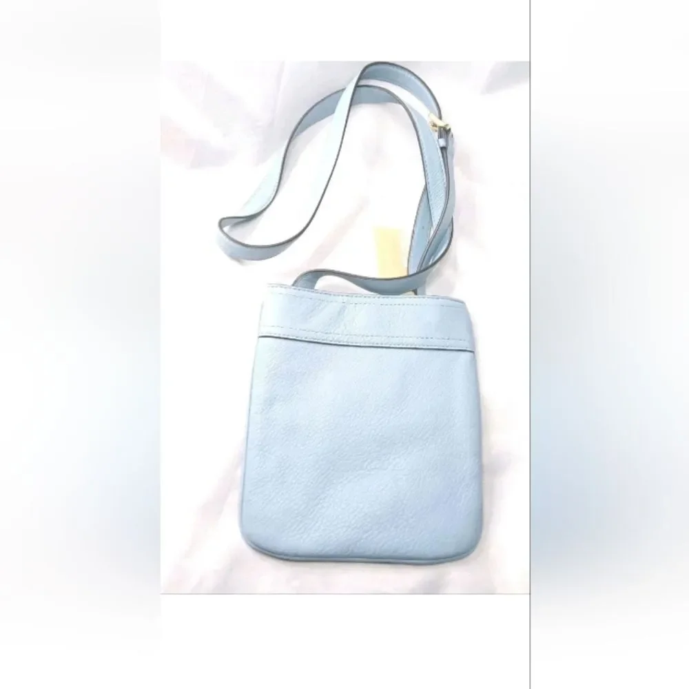 Michael Kors Moxley Crossbody Bag Pale Blue Leather Shoulder Bag Retail $148